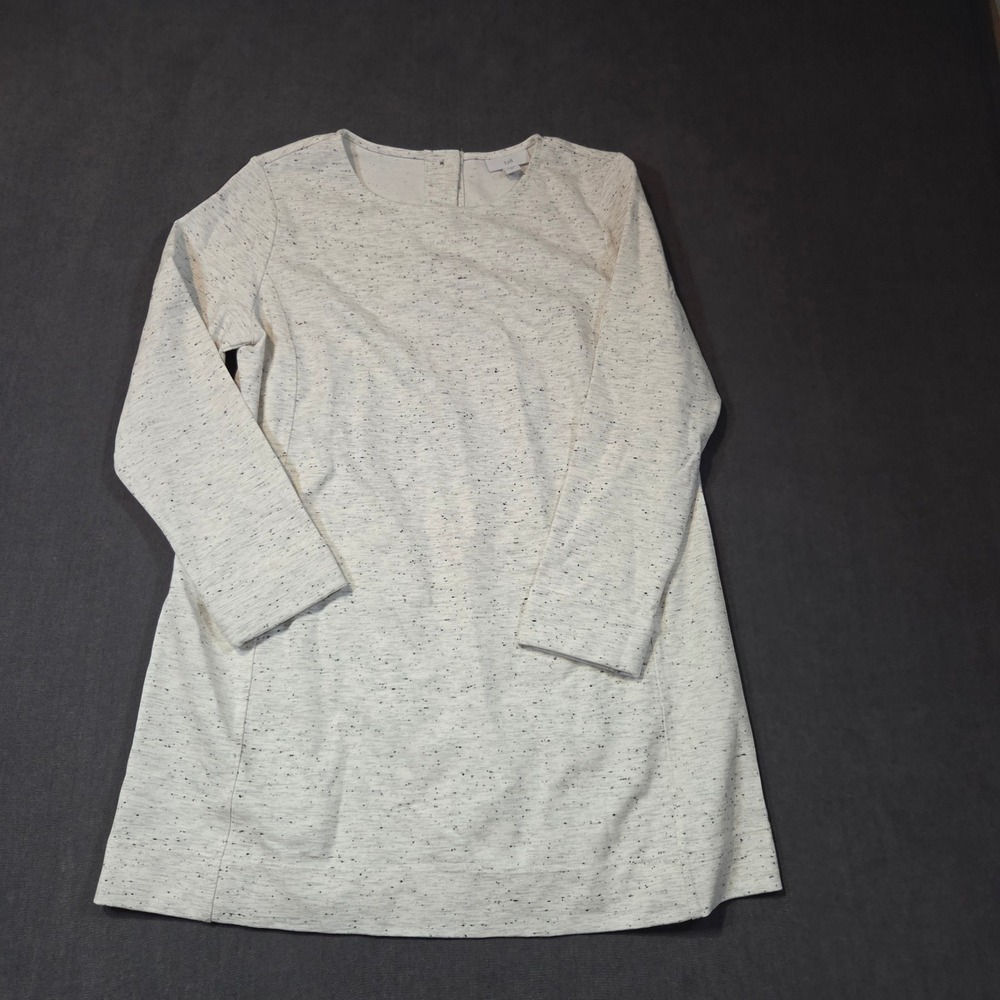 J. Jill Tunic Top Womens XS Cream Speckled Knit Long Sleeve Button Back